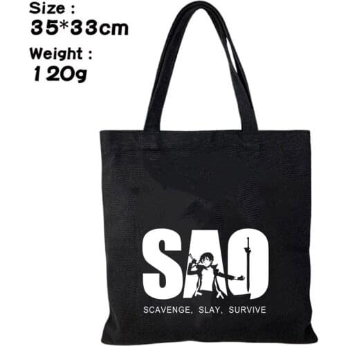 New SAO Printing Students Kids Shoulder Tutorial Bags Shopping Tote Bags for Men Women Portable Canvas Satchel Handbags
