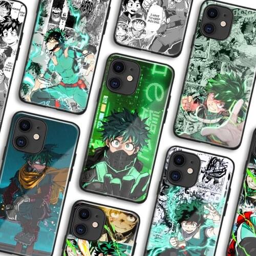Izuku Midoriya My Hero Academia Anime Soft TPU Glass Phone Case for IPhone SE 6s 7 8 Plus X Xr Xs 11 12 Mini Pro Max Samsung