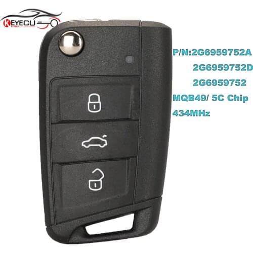 KEYECU OEM MQB49/ 5C Chip for Volkswagen Golf Polo 2017 2018 2019 2020 2021 Remote Key Fob P/N: 2G6959752/ 752A/ 752D