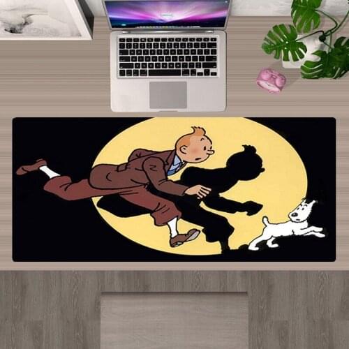The Adventures of Tintin Mouse Pad Anime Mousepad Gamer XXL 90x30 Non-slip Mause Pad Keyboard Desk Mat Kawaii Mausepad Mouse Mat