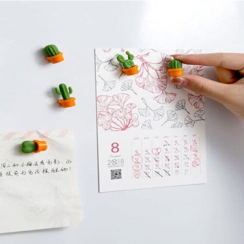 Creative Refrigerator Magnet Succulent Plant Message Board and Reminder Kitchen Button Cactus Decoration Accessories 6pcs/Set