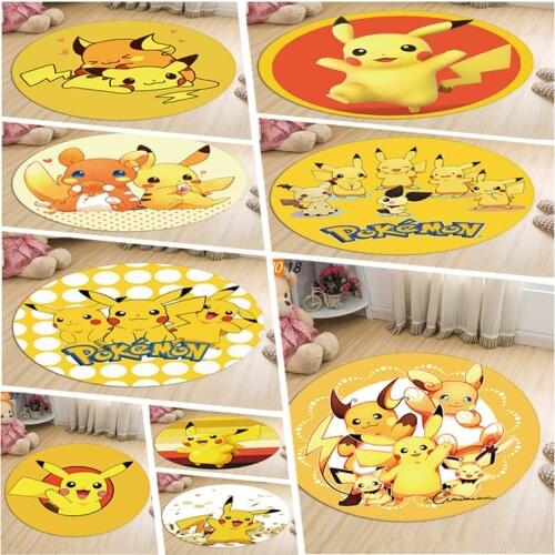 Comics Pokemon Pikachu Round childrens non-slip mat Anime lovely print carpet Home Childrens room decoration round cushion