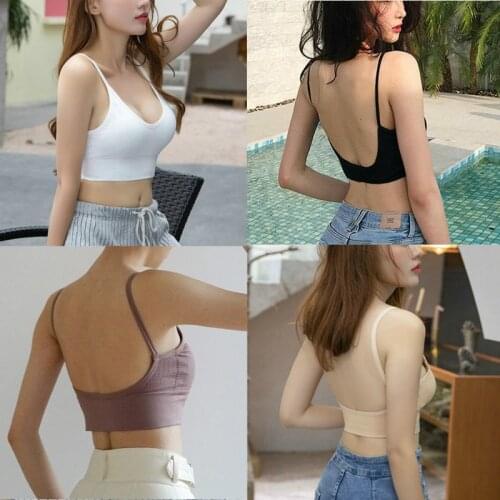 Womens Summer Vest Plain Strappy Back Tie Up Halter Neck Basic Bralet Bra Crop Top Solid Casual Elastic Tanks Tops