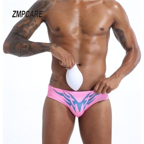 Mens Swimming Trunks Low Waist Swim Wear Bikini Panties Sexy Nylon Swimsuit Quick-Drying Push Pad Shorts Beach Swimming Surf