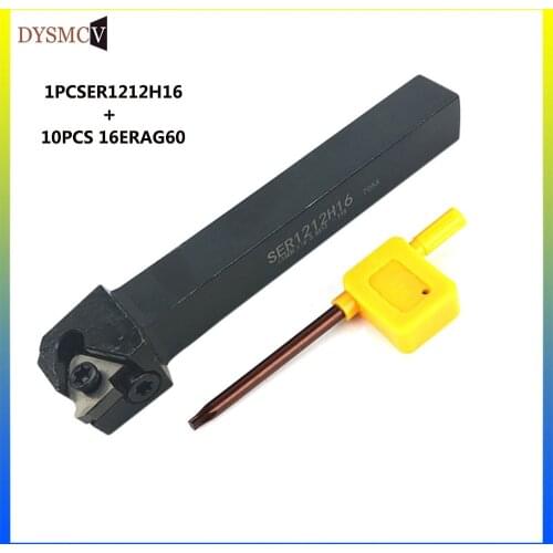 1pcs SER1212H16 and 10pcs 16ER AG60 Carbide Inserts Threading Turning Tool Holder 16mm 12mm CNC Thread Plate Lathe Turning Set