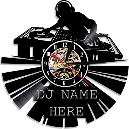 DJ Mixer Wall Clock Modern Customized Your Name Vinyl Record Wall Clock Rock N Roll Disco Wall Watch Music Lover DJ Gift