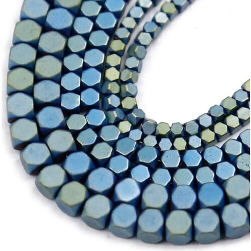 Natural Matte Green Square Hematite Stone Beads 2/3/4mm Loose Spacer Beads For Jewelry Making Diy Bracelets Accessories Findings