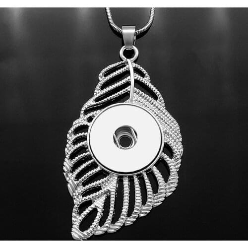 NEW DJ0054 Charm Hollow Leaf snake Chain Snap necklace 60cm fit DIY 18MM charm snap buttons jewlery wholesale
