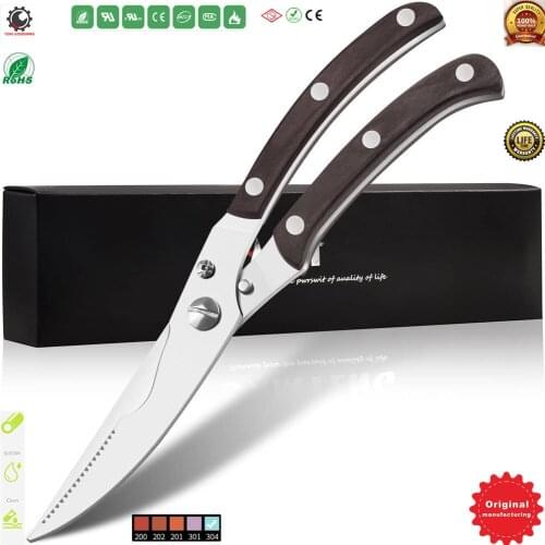 Kitchen ShearsHeavy Duty Spring Loaded Stainless Steel Kitchen Scissors,Good Grips Multi-purpose Poultry Shears Non-slip Handle