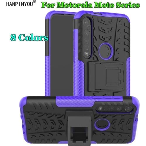 For Motorola Moto One G8 G7 E6 E5 E7 Play Plus Macro Dazzle Shockproof Soft Silicone & Dual Armor Back Case Stand Holder Cover