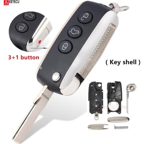 KEYECU 3+1 Button Remote Car Key Shell Case Fob Replacement for Bentley Mulsanne Arnage Flying Spur 2002 2003 2004 2005 -2014