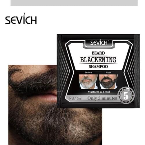 Sevich 5Mins Blackening Beard Shampoo Dye Beard Into Black 15ml Faster Blackening Beard Coloring Grey Removal Free shipping