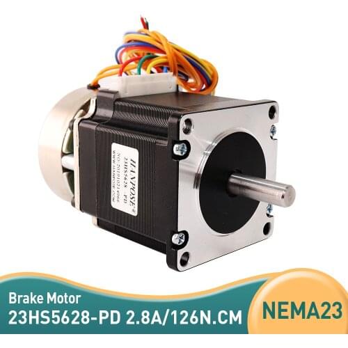 5PCS 23HS5628-PD 57 stepper motor 2.8A 126N.CM with brake stepper motor Fuselage length 56mm for CNC milling machine