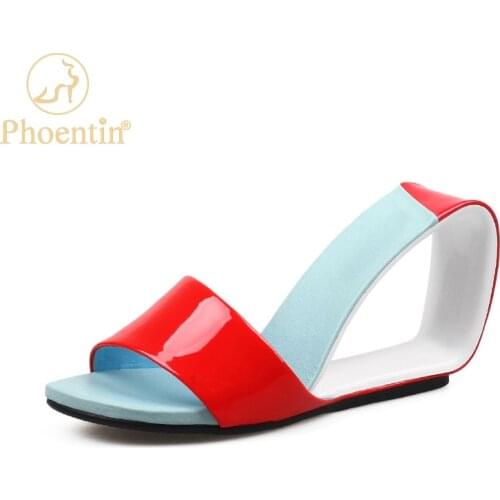 Summer Designer Hollow Heel Slipper Sexy Women genunine leather Sandals Wedge Shoes Woman Casual Beach Slides footwear FT1581
