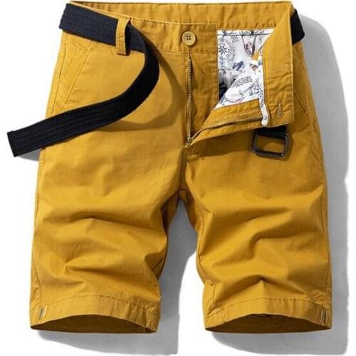 Mens Casual Straight Shorts Cotton Short For Men Cargo Shorts Solid Color Summer Brand Workwear Shorts