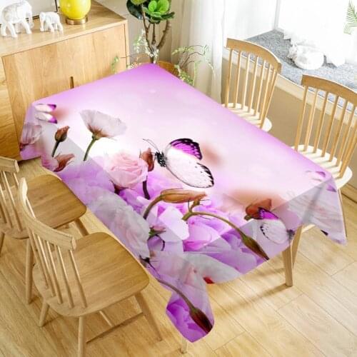 Flower and Butterfly Tablecloth Cloth Thicken Oxford Rectangular Table Cloth for Wedding Customizable size 100X140cm/140X200cm