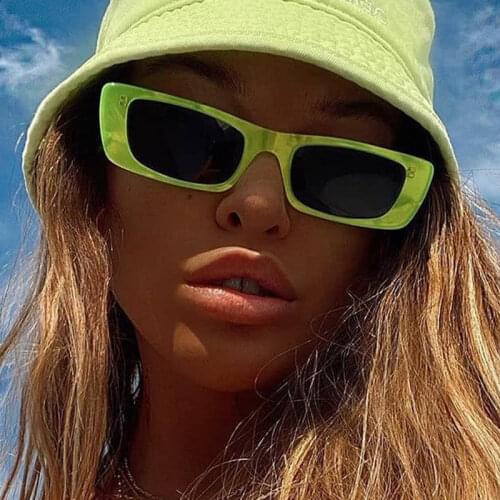 Retro Small Rectangle Sunglasses Vintage Brand Designer Square Sun Glasses For Women Fashion 2021 Luxury Shades Female Green