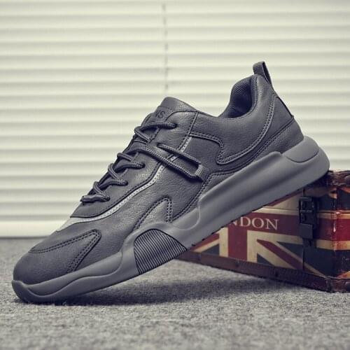 Comfort Leather Mens Shoes Lace-up Flat Concise Men Casual Shoes 2021 Fashion Sneakers for Men British Style Youth Board Shoes