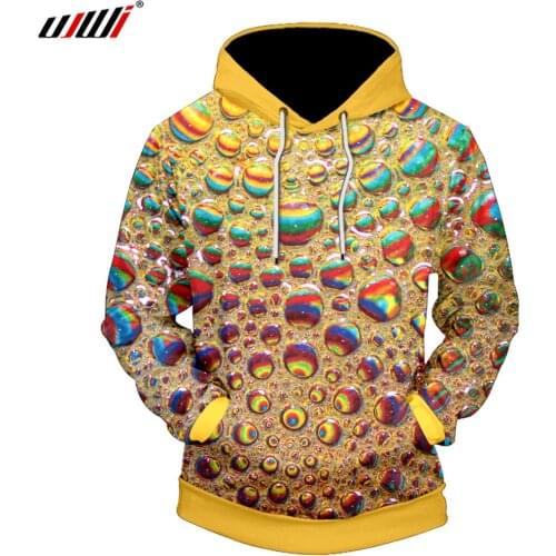 UJWI New Fashion 3D Printed Colorful Water Drops Hoodies Sweatshirts Hip Hop Men Pullover Funny Cool Boys Tracksuits Plus Size