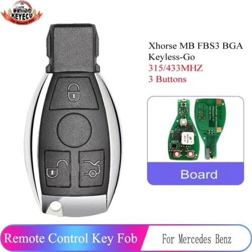 KEYECU Xhorse MB FBS3 BGA Keyless-Go Smart Remote Key 3 Button 315MHz/433MHZ for Mercedes-Benz W204 W207 W212 W164 W166 W221