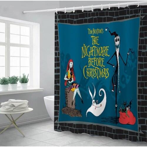 Waterproof Shower Curtain Halloween 3D Printed Pattern Fabric Polyseter Fright Night Bathroom Shower Curtain With Hooks Decor