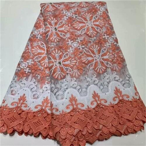 High Quality African Lace Fabric Swiss stones Lace Fabric Holes Swiss Voile Lace In Switzerland For Nigerian Party Dress pink