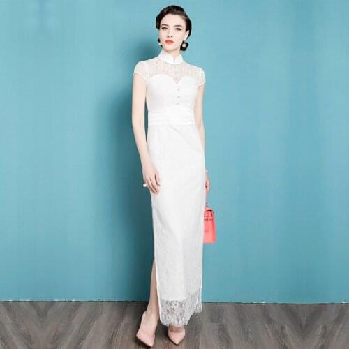 High End Temperament Cheongsam Improved Version Dress WomenS Summer New Chinese Wedding Lace Dress