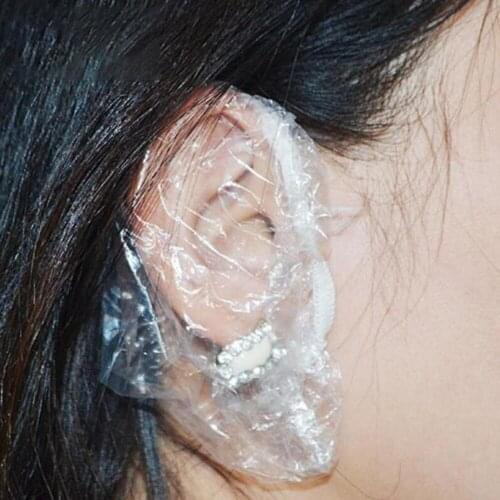 100 Pieces / Set Portable Disposable Earmuff Hair Dye Salon Transparent Earmuff Shield Barber Shop Coloring Ear Cap