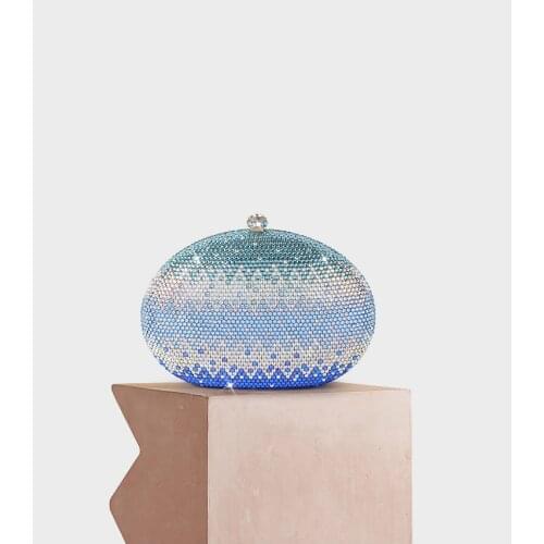 Lady Floral Colorful Diamond Wedding Evening bags Women Clutch Round Bag Toiletry Purses Handbags Crossbody Party Shoulder Bags