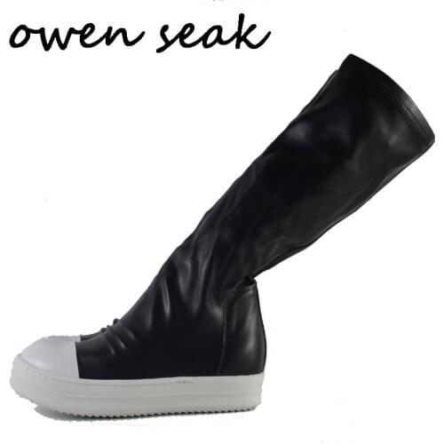 Owen Seak Women Shoes Knee High Boots Luxury Trainers Winter Boots Casual Brand Fashion Sneakers Snow Flats Black Shoes