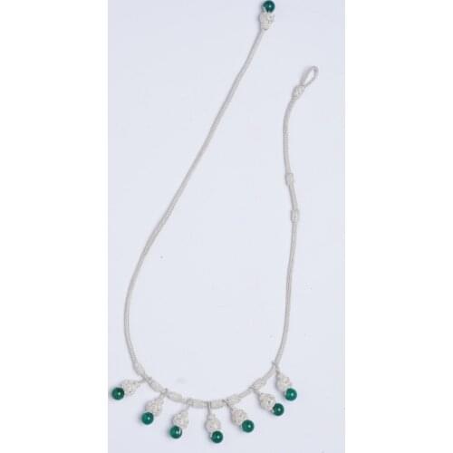 1000 setting Emerald Gemstone Kazaziye Silver Lady Necklace