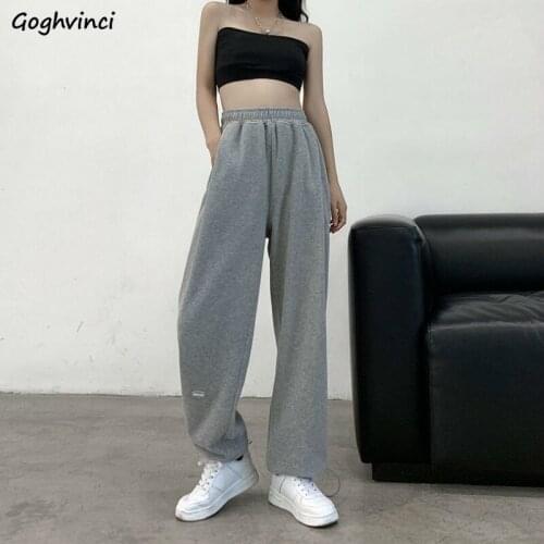 Winter Thicken Women Casual Pants Oversize 3XL Autumn Solid High Waist Loose Trousers All-match Plus Velvet Warm Straight Chic