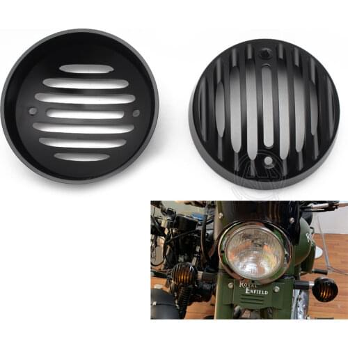 1Pair Motorcycle Black Aluminum Protector Indicator Turn Signal Grill Covers Fits For Royal Enfield Classic 500