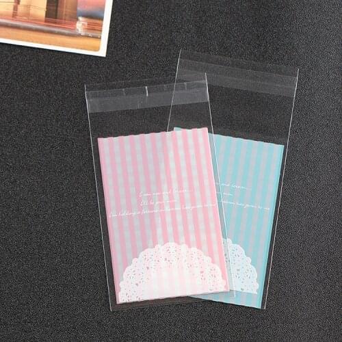 100pcs candy cookie packaging transparent lace bowknot plastic bags snack zakjes plastic упаковка для печенья пакетики упаковки