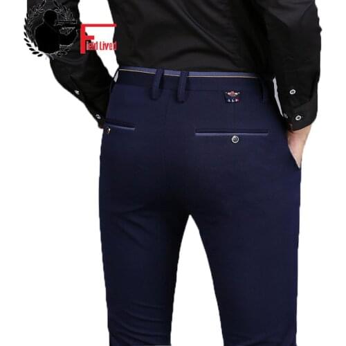 2021 Spring Non-Iron Dress Men Classic Pants Fashion Business Chino Pant Male Stretch Slim Fit Elastic Long Casual Black Trouser