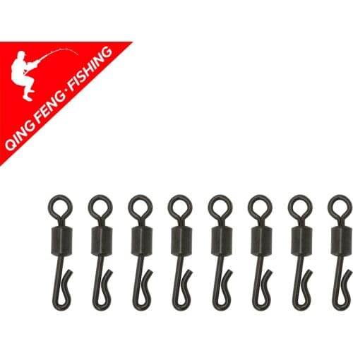 30pcs Large long body Q-Shaped Black Color Quick Change Swivels For Carp Fishing size 4# Fishing Terminal Tackle Accessory