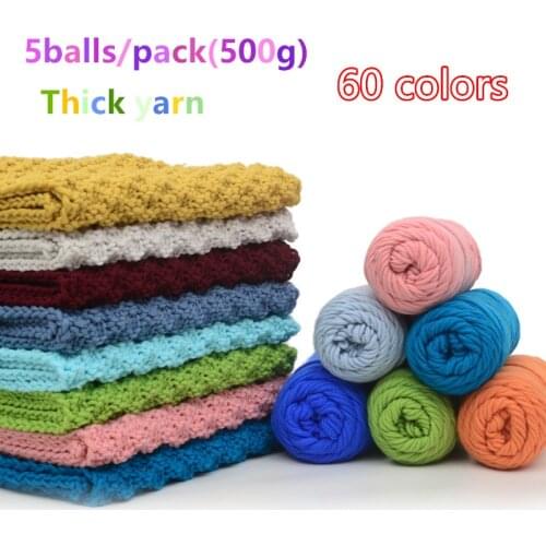 5balls/lot 60Colors 500g Milk Cotton Yarn Thick Yarn for DIY Knitting Sweater Scarf Needlecraft Knitting Material Crochet Yarn