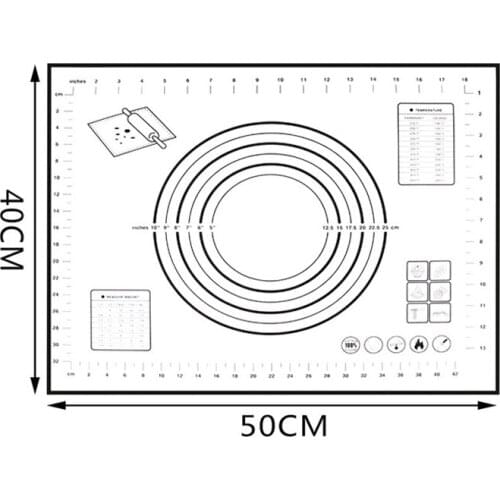 50*40cm Collapsible Non-stick Silicone Baking Mat Kneading Dough Pad Baking Tray Inner Liner Cooking Tools with Cut Knife FY0207