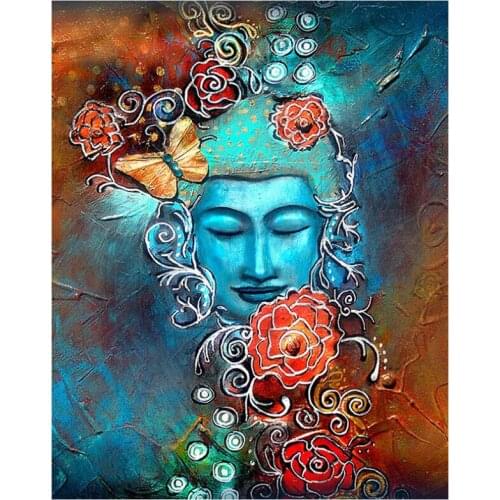 5D DIY Square Resin drill Diamond Painting Buddha butterfly flower Mosaic Embroidery Cross stitch Crafts Decoration