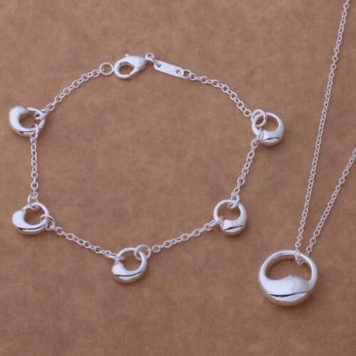 AS144 Wholesale Free Shipping Sterling-silver Charms 925 FashionJewelry Sets Bracelet 123 + Necklace 261 /biiajzpa Agiaixpa