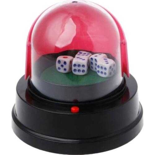 Automatic Dice Roller Cup Battery Powered Pub Bar Party Game Play With 5 Dices U2JB