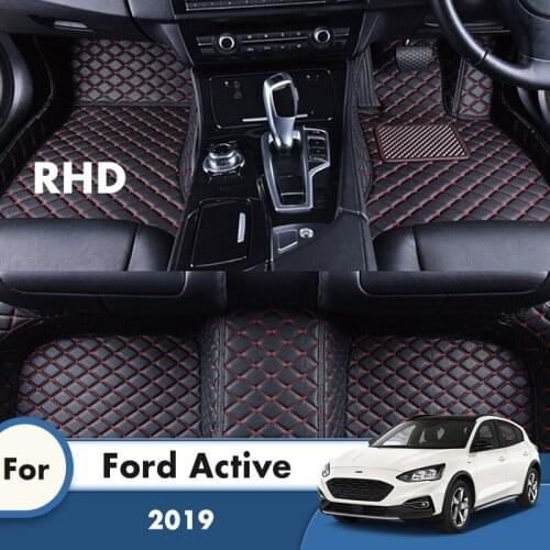 RHD Carpets For Ford Active 2019 Car Floor Mats Artificial Leather Waterproof Custom Auto Interior Accessories Foot Pads Rugs