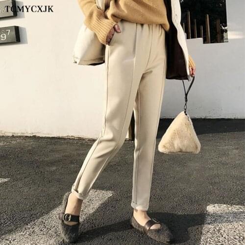 Harem Woolen Pants Womens Autumn Thick Woolen Pants Womens Straight High Waist Plus Size Korean Trouses Capris Good Fabric