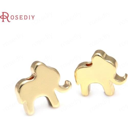 40330)20PCS 11x12MM 24K Gold Color Brass Elephant Bracelets Beads Spacer Beads Jewelry Making Supplies Diy Findings Accessories