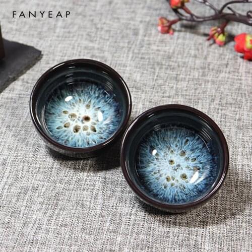 Master Hat Tea Cup Kung Fu Tea Cup Ceramic Porcelain Tea Cup Bowl Teaware Jun Kiln Change Brushed Color Sand Gold Glaze