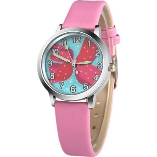 Brand new childrens watch cartoon pink butterfly kid gift watch quartz jelly leather boy girl sports clock Relogio Feminino