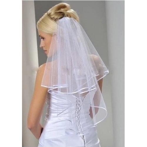 Ribbon Edge Wedding Bridal Veil With Comb Bride Veils