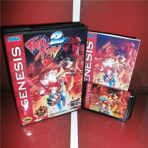 Fatal Fury 2 - MD Game Cartridge US Cover with box and manual For Sega Megadrive Genesis Video Game Console 16 bit MD card