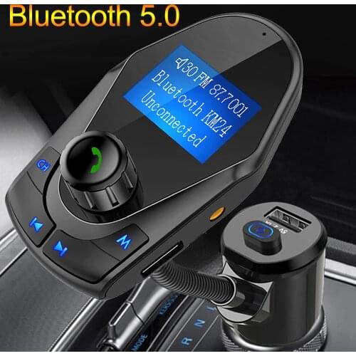 JINSERTA Bluetooth 5.0 FM Transmitter Handsfree Car Mp3 Player Power On-Off Dual USB Port Quick Charger 3.5mm AUX Audio Receiver