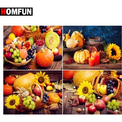 HOMFUN Paint With Diamond Embroidery "Sunflower fruit vegetable" Diamond Painting Full Square Round Picture Of Rhinestone Decor